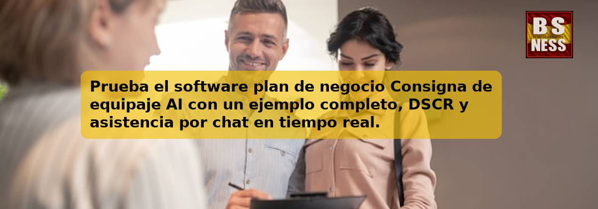Prueba el software plan de negocio Consigna de equipaje AI con un ejemplo completo, DSCR y asistencia por chat en tiempo real.
