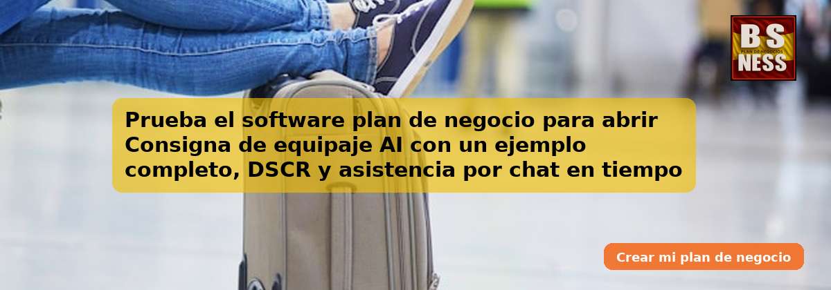 Prueba el software plan de negocio para abrir Consigna de equipaje AI con un ejemplo completo, DSCR y asistencia por chat en tiempo real.