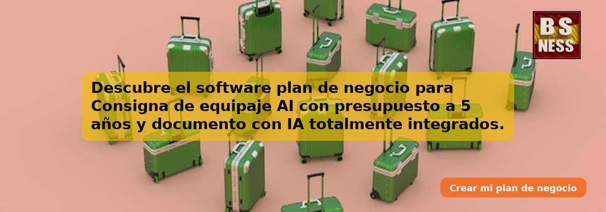 Descubre el software plan de negocio para Consigna de equipaje AI con presupuesto a 5 años y documento con IA totalmente integrados.