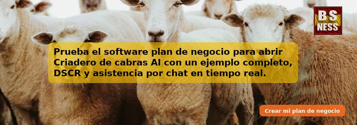 Prueba el software plan de negocio para abrir Criadero de cabras AI con un ejemplo completo, DSCR y asistencia por chat en tiempo real.