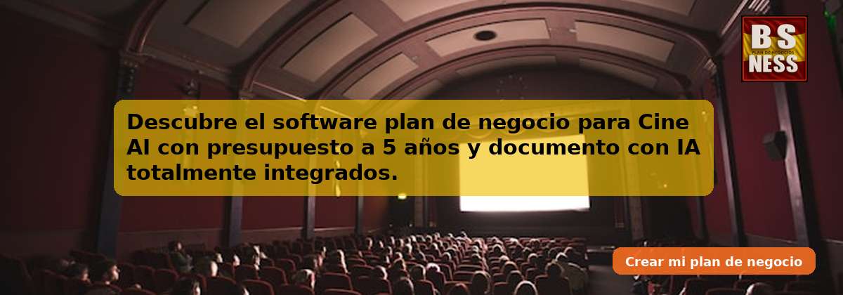 Descubre el software plan de negocio para Cine AI con presupuesto a 5 años y documento con IA totalmente integrados.