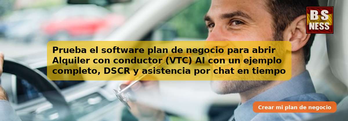 Prueba el software plan de negocio para abrir Alquiler con conductor (VTC) AI con un ejemplo completo, DSCR y asistencia por chat en tiempo real.