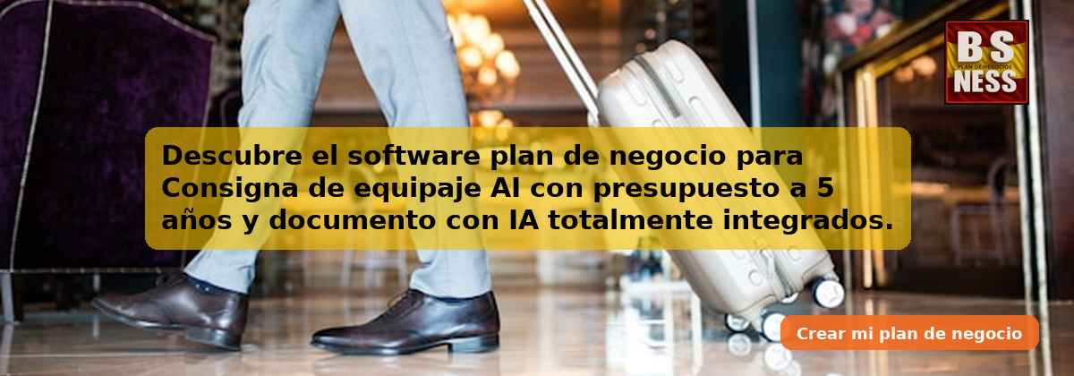 Descubre el software plan de negocio para Consigna de equipaje AI con presupuesto a 5 años y documento con IA totalmente integrados.