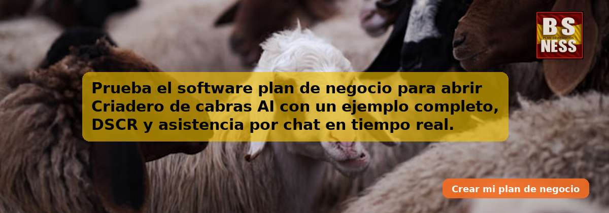 Prueba el software plan de negocio para abrir Criadero de cabras AI con un ejemplo completo, DSCR y asistencia por chat en tiempo real.