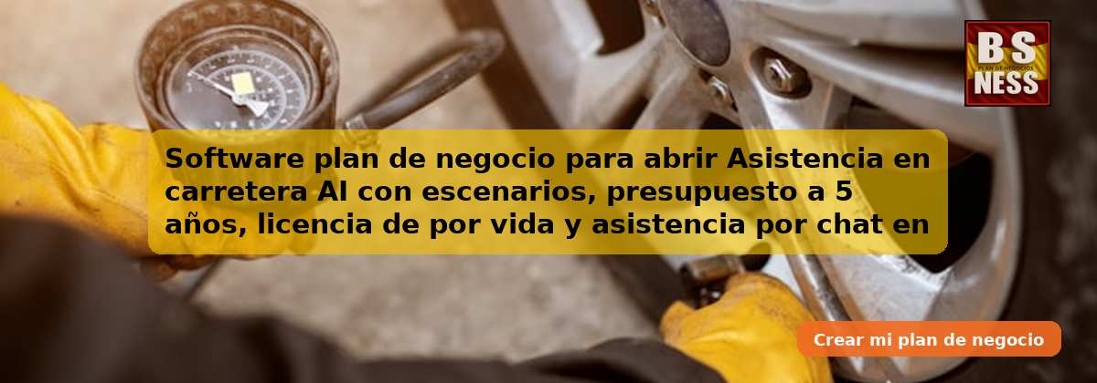 Software plan de negocio para abrir Asistencia en carretera AI con escenarios, presupuesto a 5 años, licencia de por vida y asistencia por chat en tiempo real.