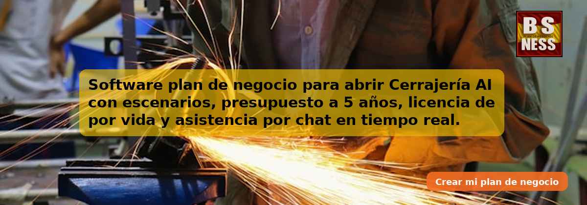 Software plan de negocio para abrir Cerrajería AI con escenarios, presupuesto a 5 años, licencia de por vida y asistencia por chat en tiempo real.