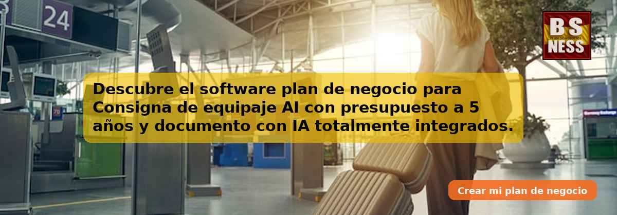 Descubre el software plan de negocio para Consigna de equipaje AI con presupuesto a 5 años y documento con IA totalmente integrados.